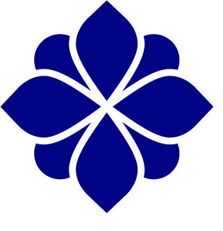 Logo for Parks Norway. Blå blomst med tekst og hvit bakgrunn
