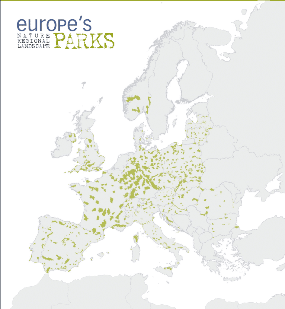 Oversikt over parker i Europa (2020) som er regional, natur og landskapsparker.